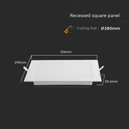 LED Iegremdējama lampa LED/24W/230V 29,5x29,5 cm 3000K balta