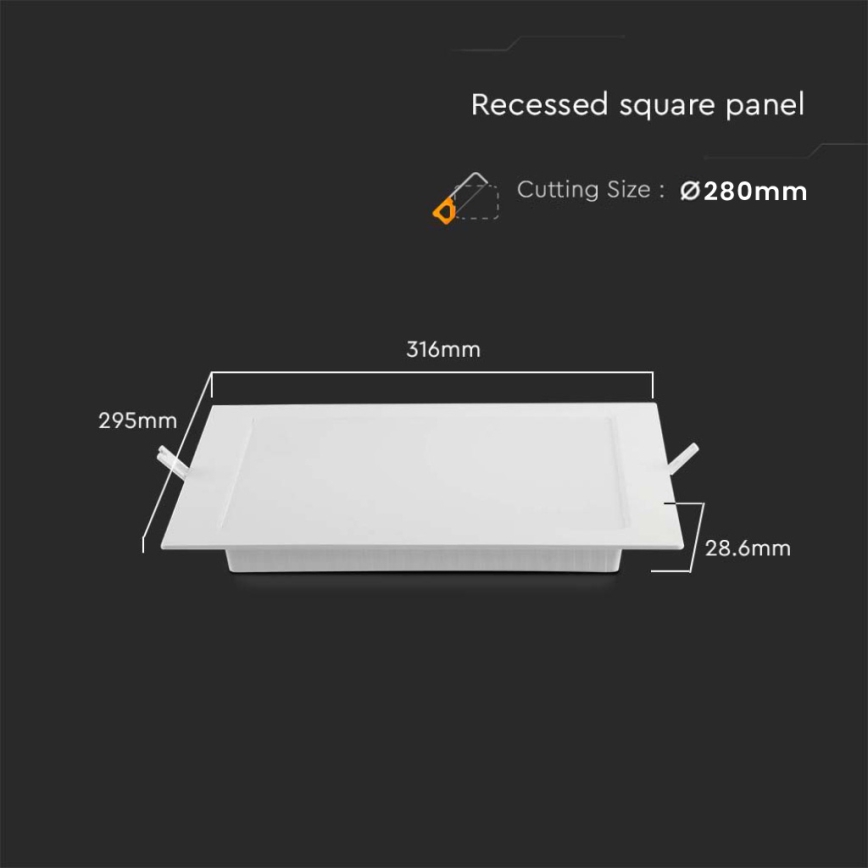 LED Iegremdējama lampa LED/24W/230V 29,5x29,5 cm 3000K balta