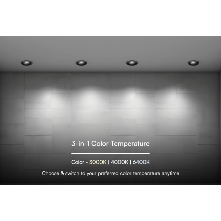 LED Iegremdējama lampa LED/24W/230V 3000/4000/6400K ø 13,5 cm melna