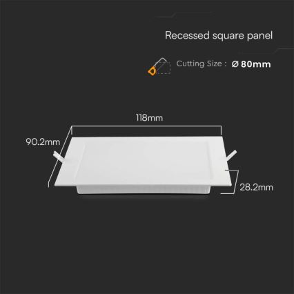 LED Iegremdējama lampa LED/3W/230V 9x9 cm 6500K balta
