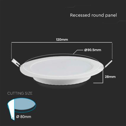 LED Iegremdējama lampa LED/3W/230V d. 9,5 cm 6500K balta