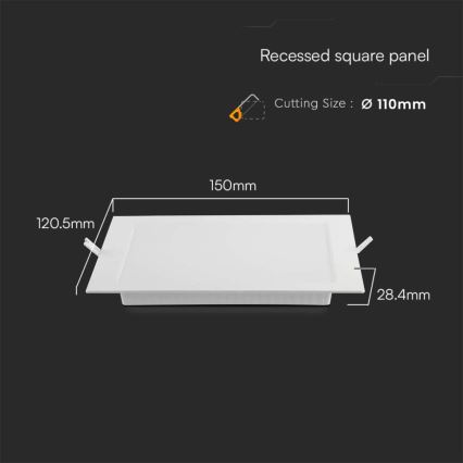 LED Iegremdējama lampa LED/6W/230V 12x12 cm 6500K balta
