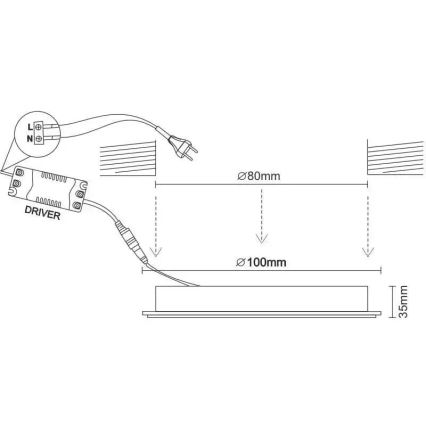 LED Iegremdējama lampa LED/7,5W/230V 4000K balta