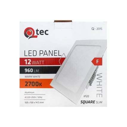 LED Iegremdējama lampa QTEC LED/12W/230V 2700K 16,8x16,8 cm