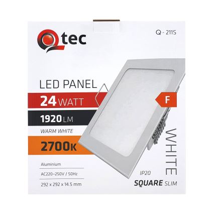 LED Iegremdējama lampa QTEC LED/24W/230V 2700K 29,2x29,2 cm