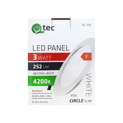LED Iegremdējama lampa QTEC LED/3W/230V 4200K d. 8,3 cm
