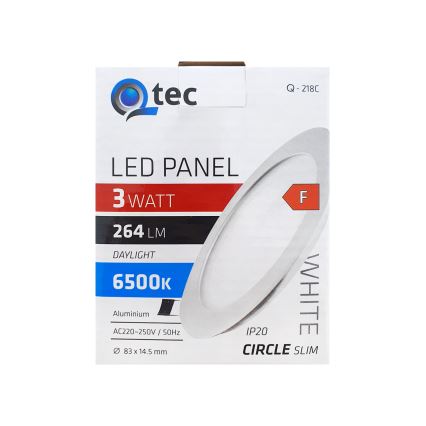 LED Iegremdējama lampa QTEC LED/3W/230V 6500K d. 8,3 cm