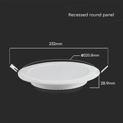 LED Iegremdējama lampa SAMSUNG CHIP LED/18W/230V 4000K d. 22 cm balta