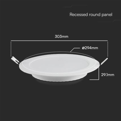 LED Iegremdējama lampa SAMSUNG CHIP LED/24W/230V 3000K d. 29,4 cm balta