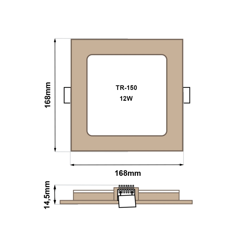 LED Iegremdējama lampa SQUARE LED/12W/230V 4200K 16,8x16,8 cm brūna