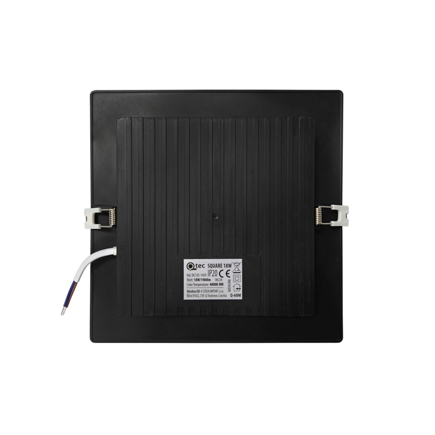 LED Iegremdējama lampa SQUARE LED/18W/230V 4000K 22x22 cm melna