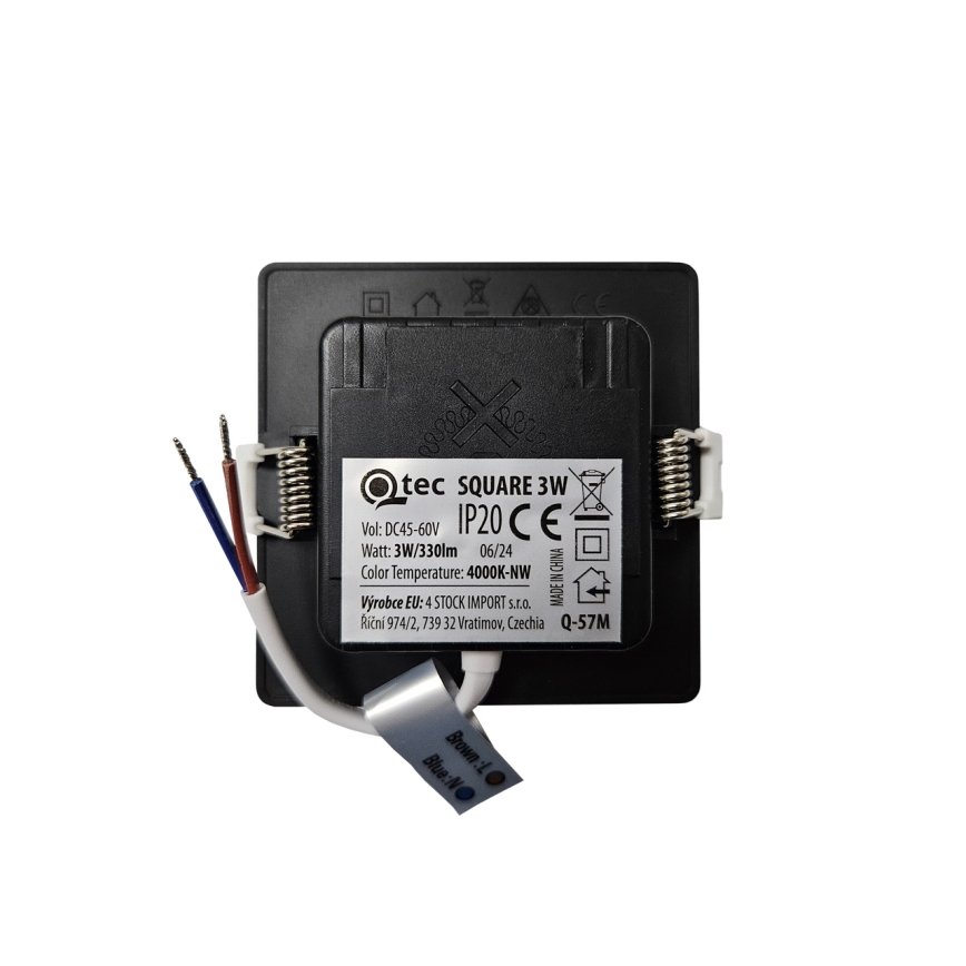 LED Iegremdējama lampa SQUARE LED/3W/230V 4000K 9x9 cm melna