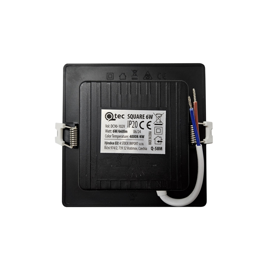 LED Iegremdējama lampa SQUARE LED/6W/230V 4000K 12x12 cm melna