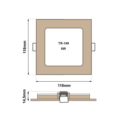 LED Iegremdējama lampa SQUARE LED/6W/230V 4200K 11,8x11,8 cm brūna