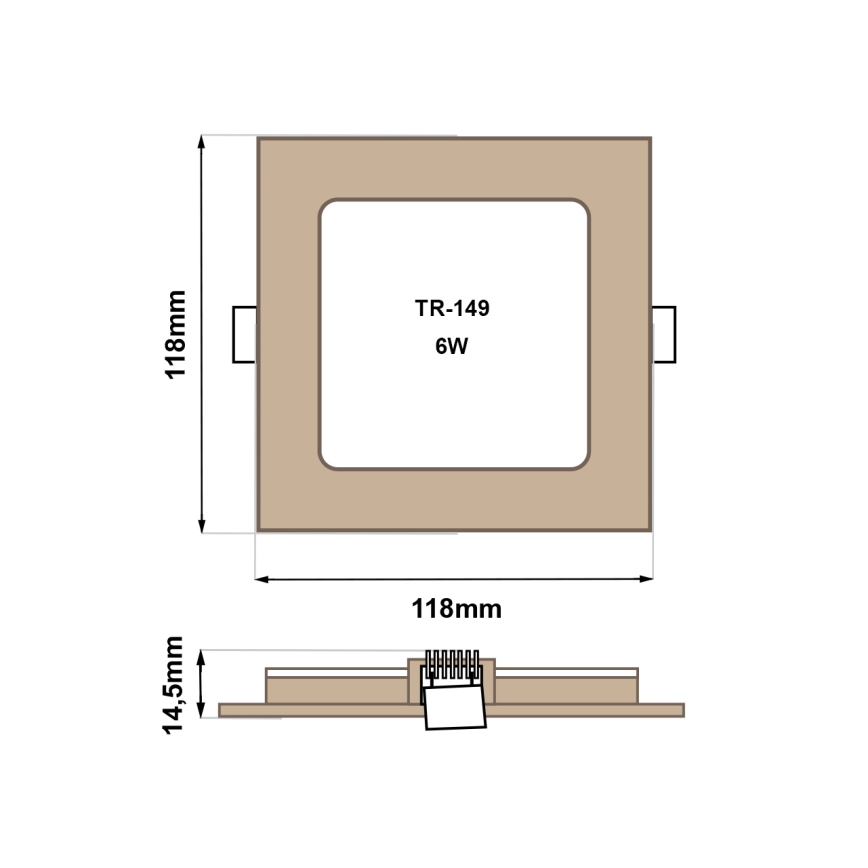 LED Iegremdējama lampa SQUARE LED/6W/230V 4200K 11,8x11,8 cm brūna
