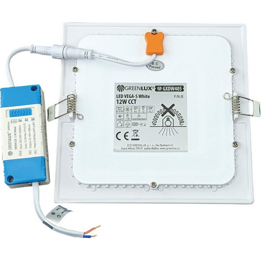 LED Iegremdējama lampa VEGA LED/12W/230V 2900/3900/5800K 17,5x17,5 cm balta