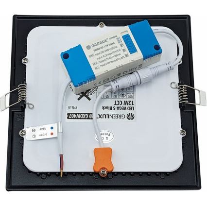 LED Iegremdējama lampa VEGA LED/12W/230V 2900/3900/5800K 17,5x17,5 cm melna