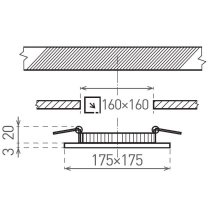 LED Iegremdējama lampa VEGA LED/12W/230V 2900/3900/5800K 17,5x17,5 cm melna