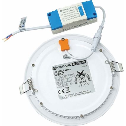LED Iegremdējama lampa VEGA LED/12W/230V 2900/3900/5800K d. 17,5 cm balta
