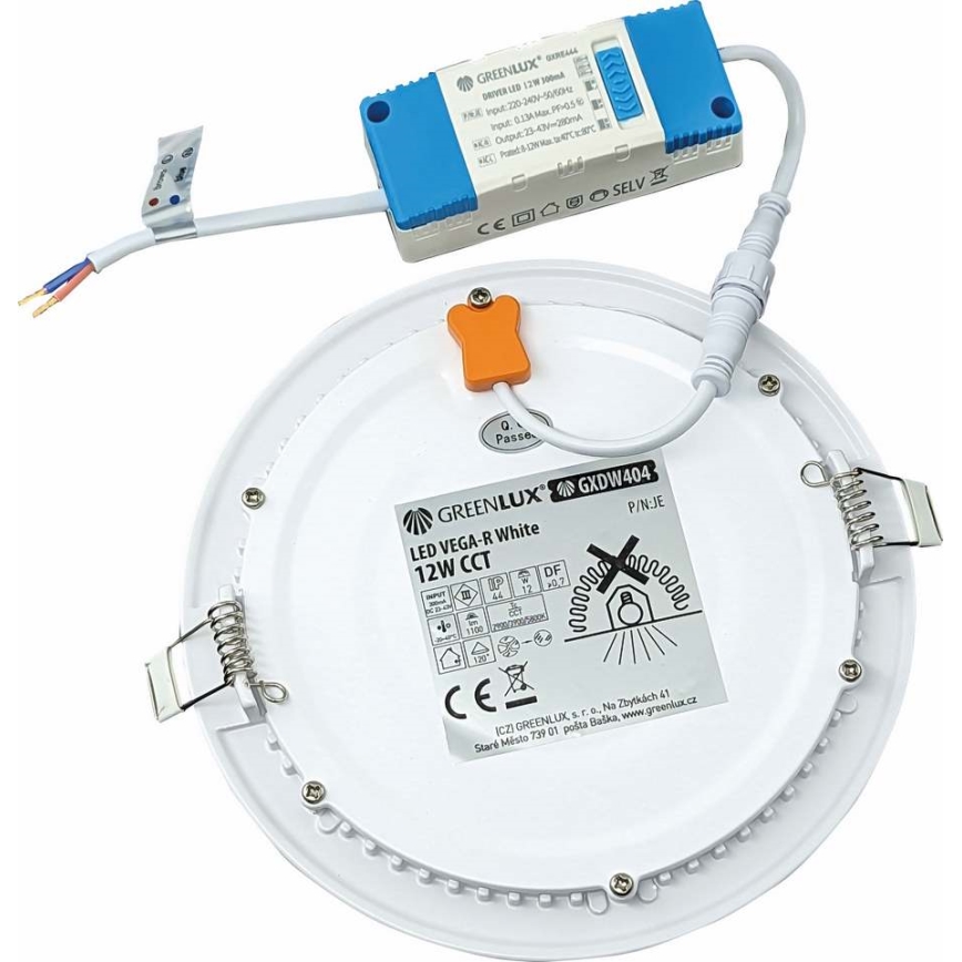 LED Iegremdējama lampa VEGA LED/12W/230V 2900/3900/5800K d. 17,5 cm balta
