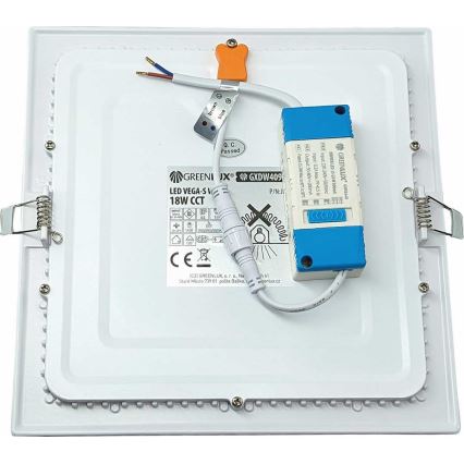 LED Iegremdējama lampa VEGA LED/18W/230V 2900/3900/5800K 22,5x22,5 cm balta