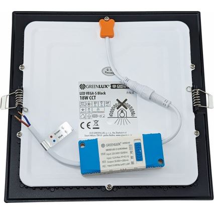 LED Iegremdējama lampa VEGA LED/18W/230V 2900/3900/5800K 22,5x22,5 cm melna