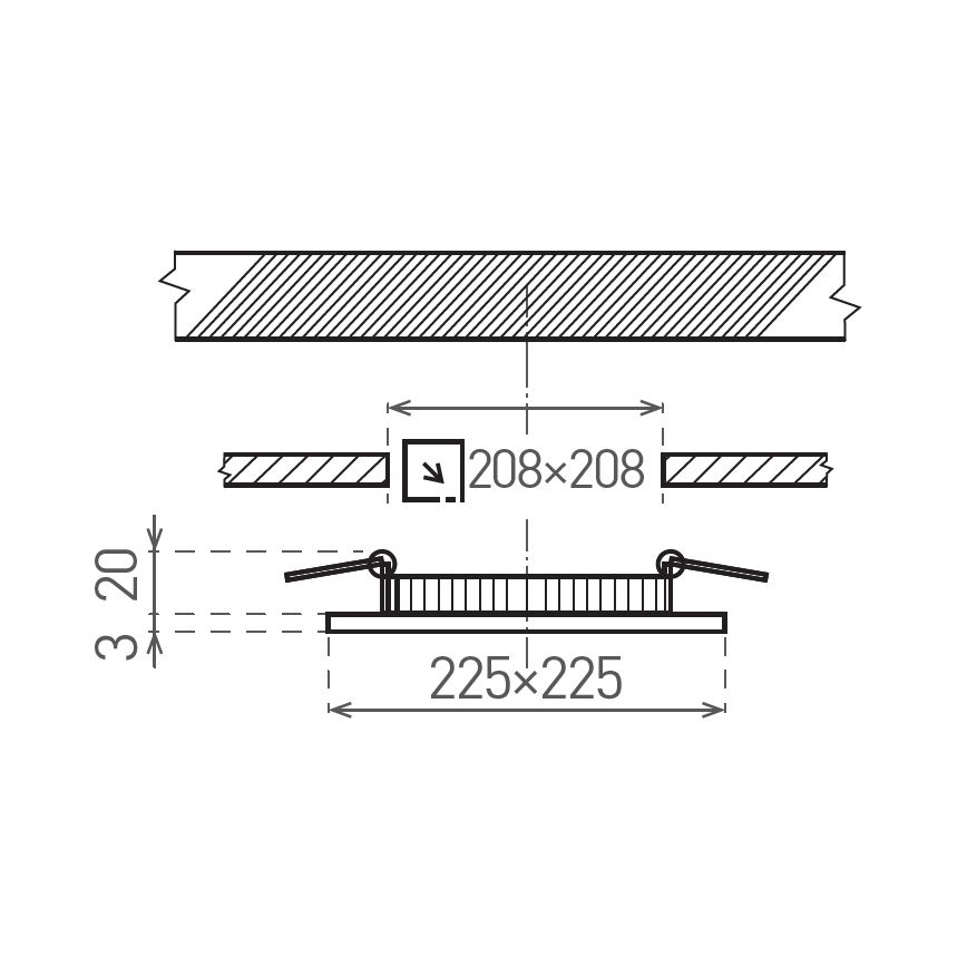 LED Iegremdējama lampa VEGA LED/18W/230V 2900/3900/5800K 22,5x22,5 cm melna