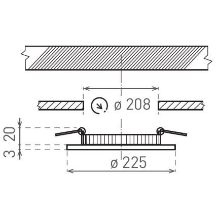 LED Iegremdējama lampa VEGA LED/18W/230V 2900/3900/5800K d. 22,5 cm melna