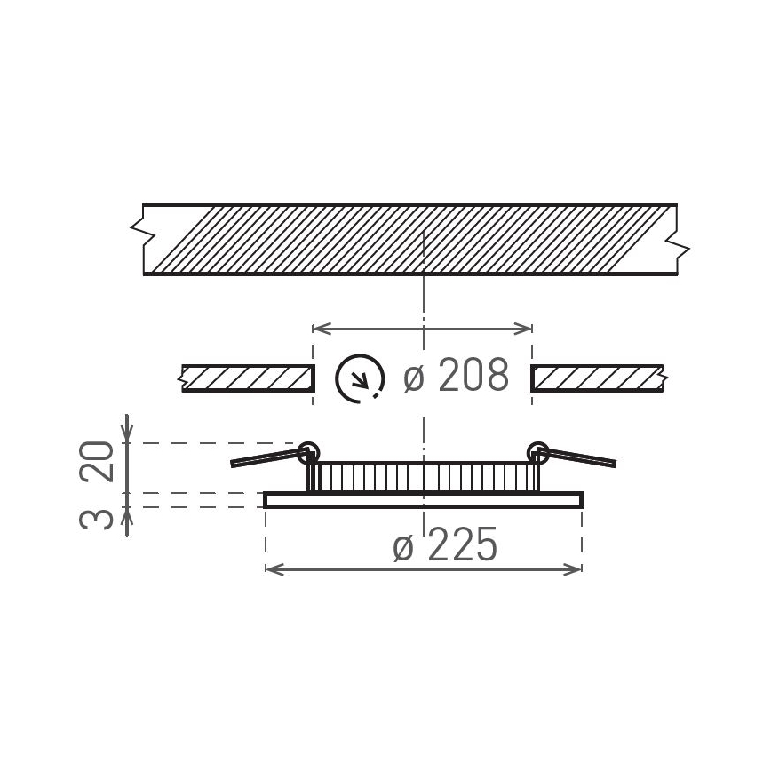 LED Iegremdējama lampa VEGA LED/18W/230V 2900/3900/5800K d. 22,5 cm melna