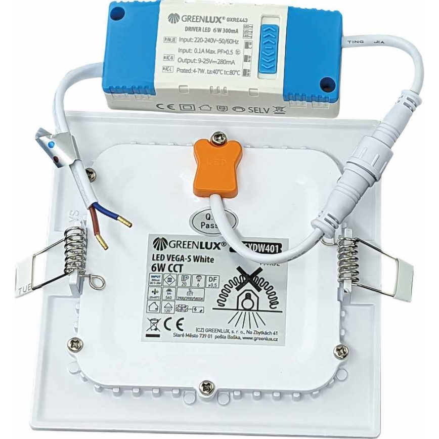 LED Iegremdējama lampa VEGA LED/6W/230V 2900/3900/5800K 12,5x12,5 cm balta