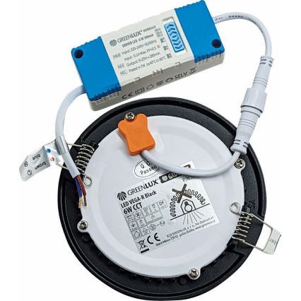 LED Iegremdējama lampa VEGA LED/6W/230V 2900/3900/5800K d. 12,5 cm melna