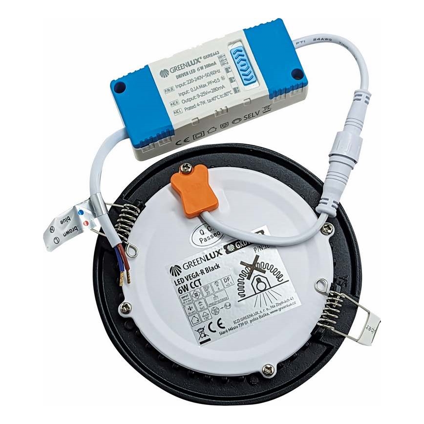 LED Iegremdējama lampa VEGA LED/6W/230V 2900/3900/5800K d. 12,5 cm melna