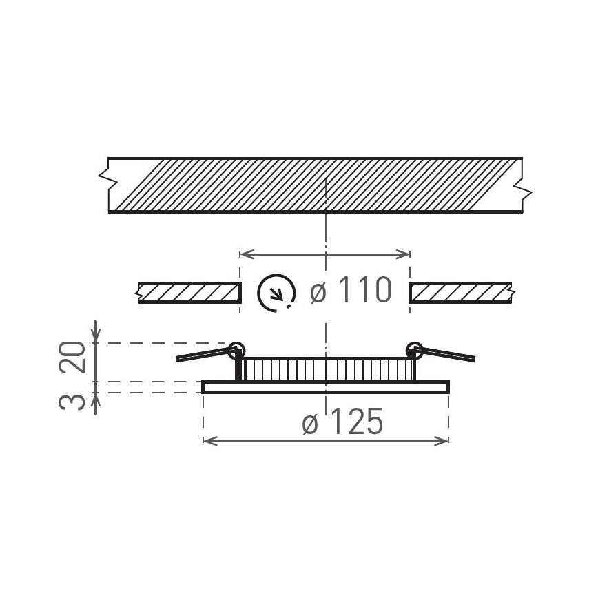 LED Iegremdējama lampa VEGA LED/6W/230V 2900/3900/5800K d. 12,5 cm melna
