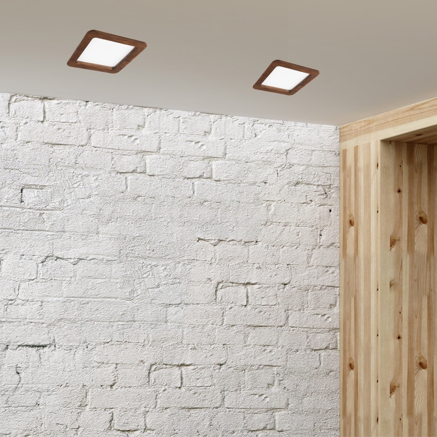 LED Iegremdējama lampa WOODY SPOT LED/17W/230V 3000K ķirsis 18,5x18,5 cm