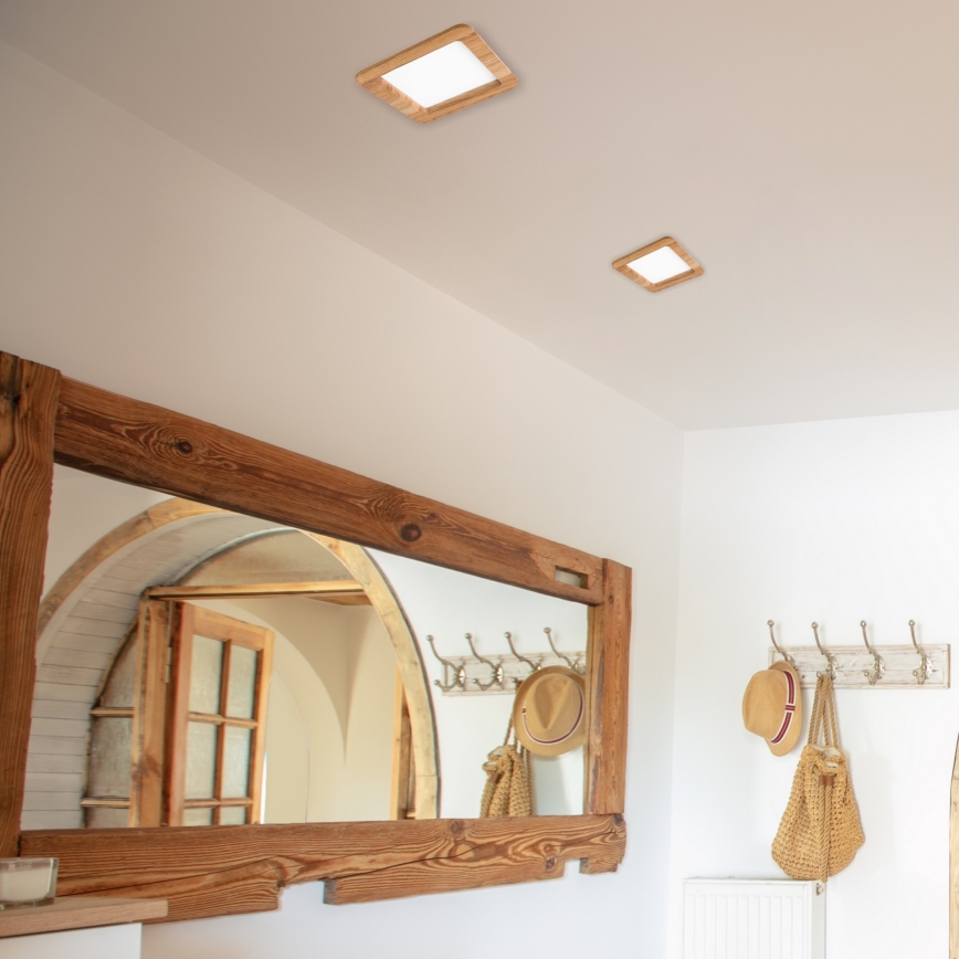 LED Iegremdējama lampa WOODY SPOT LED/17W/230V 3000K ozols 18,5x18,5 cm