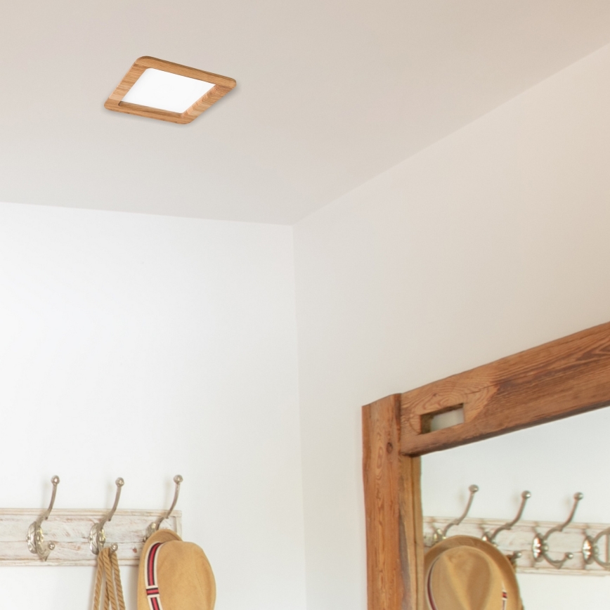 LED Iegremdējama lampa WOODY SPOT LED/17W/230V 3000K ozols 18,5x18,5 cm