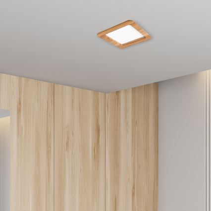 LED Iegremdējama lampa WOODY SPOT LED/17W/230V 3000K ozols 18,5x18,5 cm