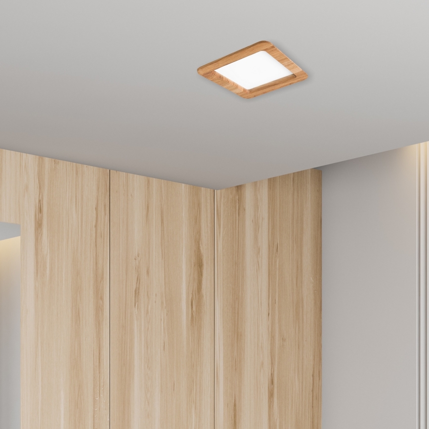 LED Iegremdējama lampa WOODY SPOT LED/17W/230V 3000K ozols 18,5x18,5 cm