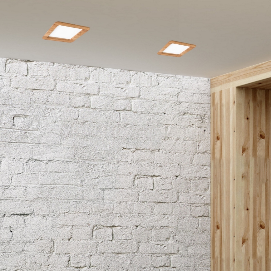 LED Iegremdējama lampa WOODY SPOT LED/17W/230V 3000K ozols 18,5x18,5 cm