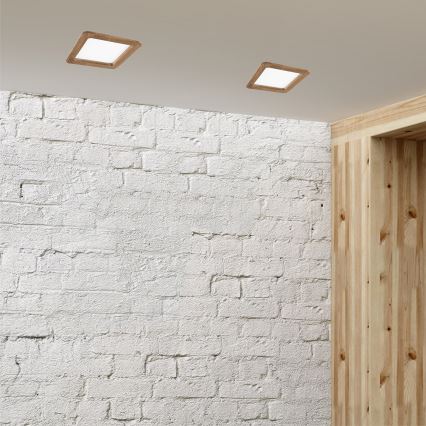 LED Iegremdējama lampa WOODY SPOT LED/17W/230V 3000K rieksts 18,5x18,5 cm