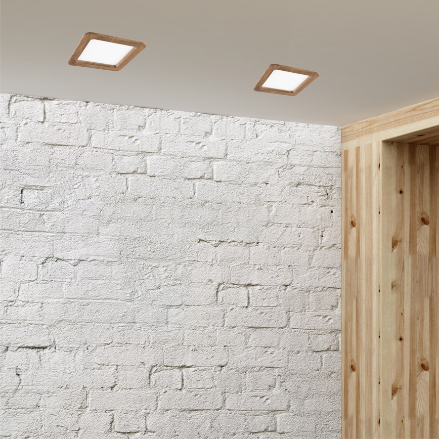 LED Iegremdējama lampa WOODY SPOT LED/17W/230V 3000K rieksts 18,5x18,5 cm