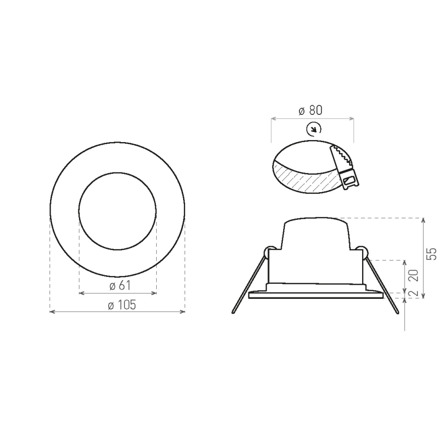 LED Iegremdējama vannas istabas lampa BONO LED/8W/230V 4000K IP65 spīdīgi hromēts