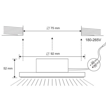 LED Iegremdējama vannas istabas lampa LED/7W/230V 4000K melna IP44