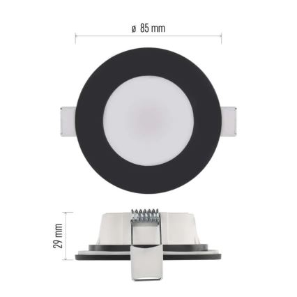 LED Iegremdējama vannas istabas lampa LORI LED/4,5W/230V IP65 2700/4000K d. 8,5 cm melna