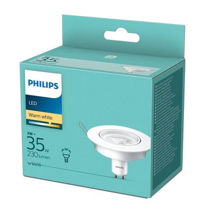 LED Iegremdējams gaismeklis Philips 1xGU10/3W/230V 2700K