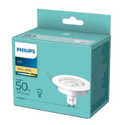 LED Iegremdējams gaismeklis Philips 1xGU10/4,7W/230V 2700K