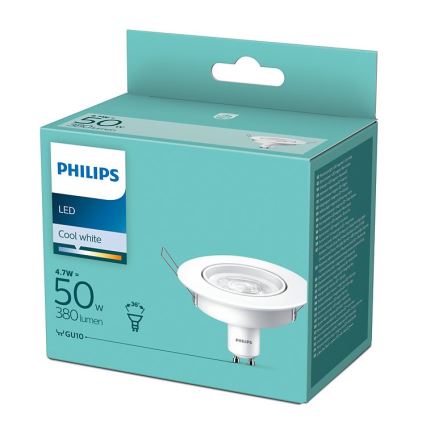 LED Iegremdējams gaismeklis Philips 1xGU10/4,7W/230V 4000K