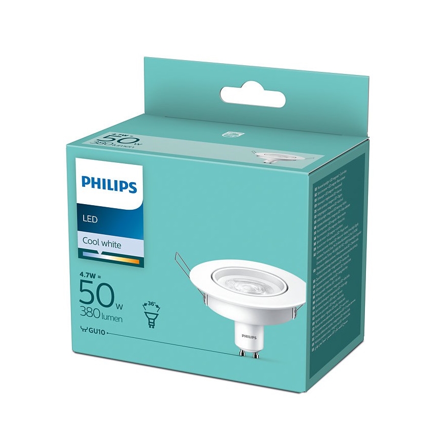 LED Iegremdējams gaismeklis Philips 1xGU10/4,7W/230V 4000K