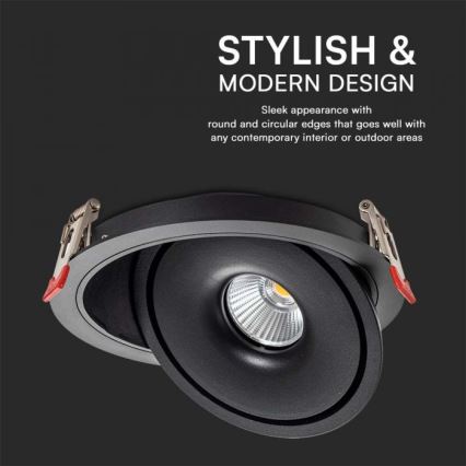 LED Iegremdējams starmetis LED/12W/230V 3000/4000/6400K d. 12 cm melna