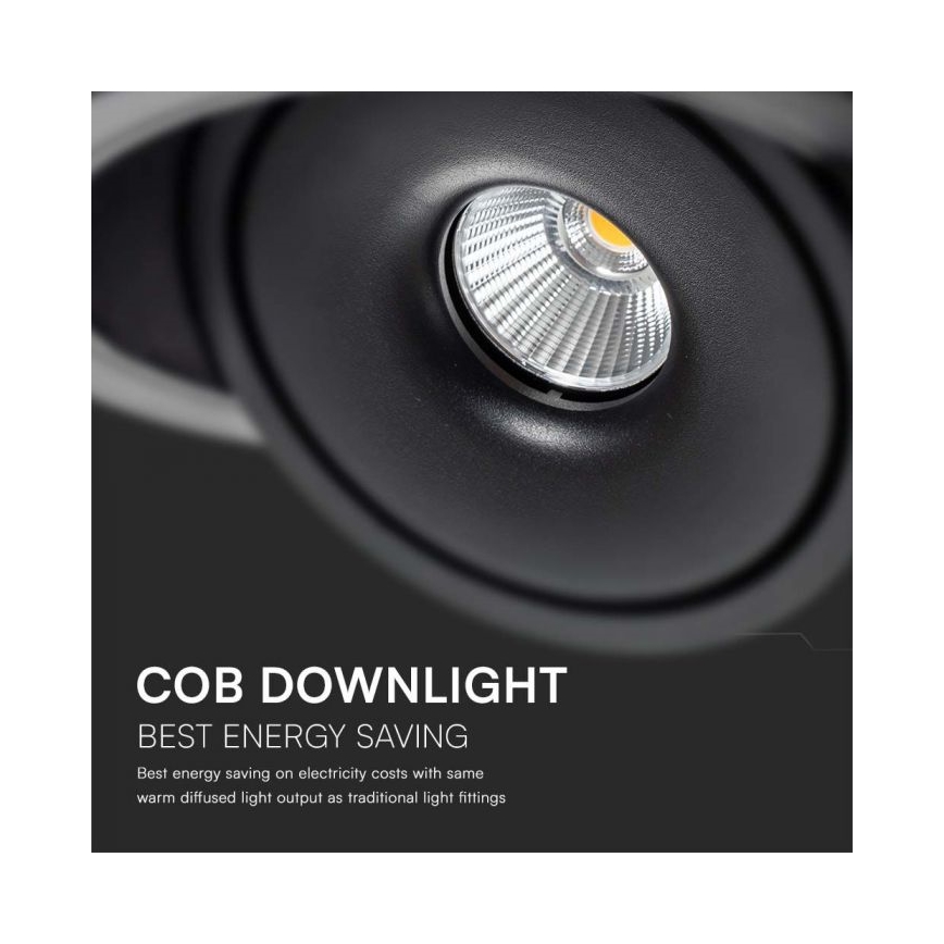 LED Iegremdējams starmetis LED/12W/230V 3000/4000/6400K d. 12 cm melna